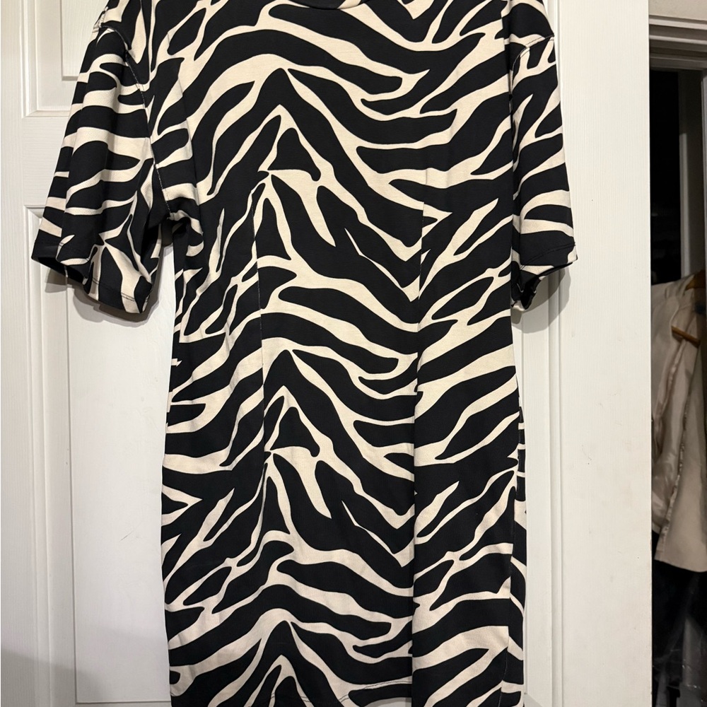 Zebra Pattern Mini shirt Dress